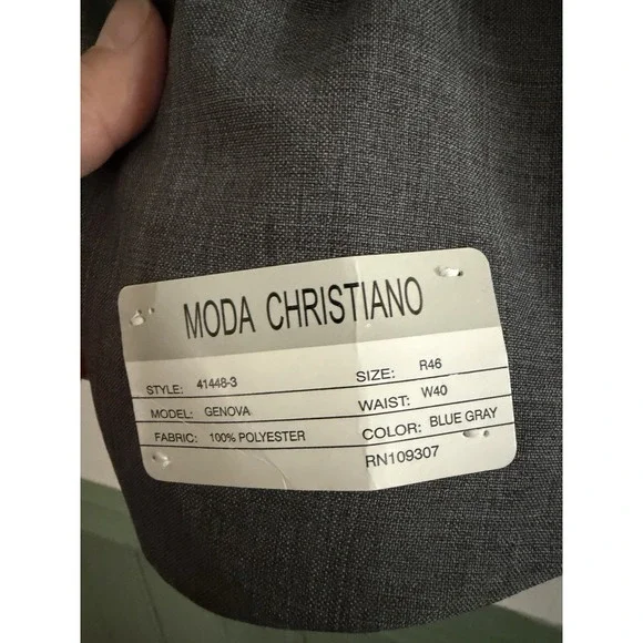 New NWT Moda Christiano Mens 40W 46R Sport Coat Blazer Jacket Super 120s‎ Grey